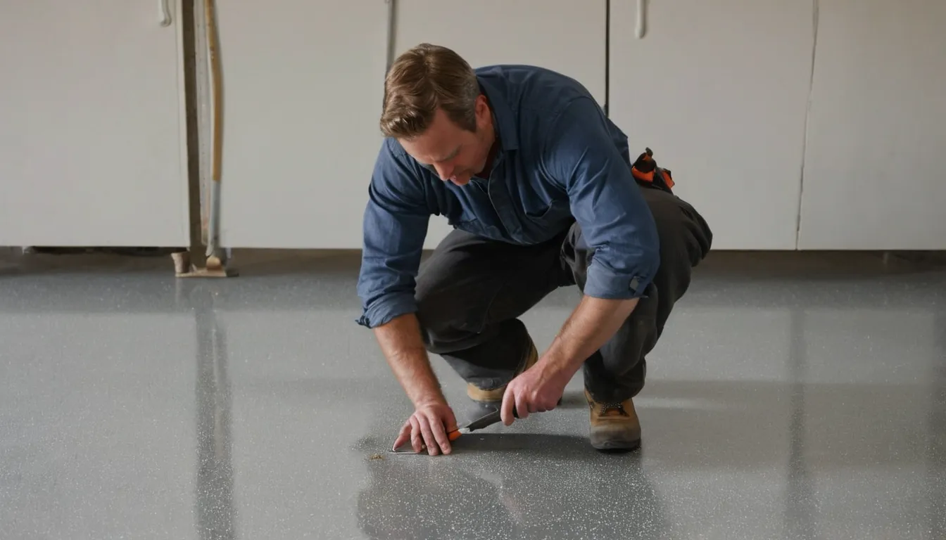 Polyaspartic-coated garage floor with flake finish in a home in Chester